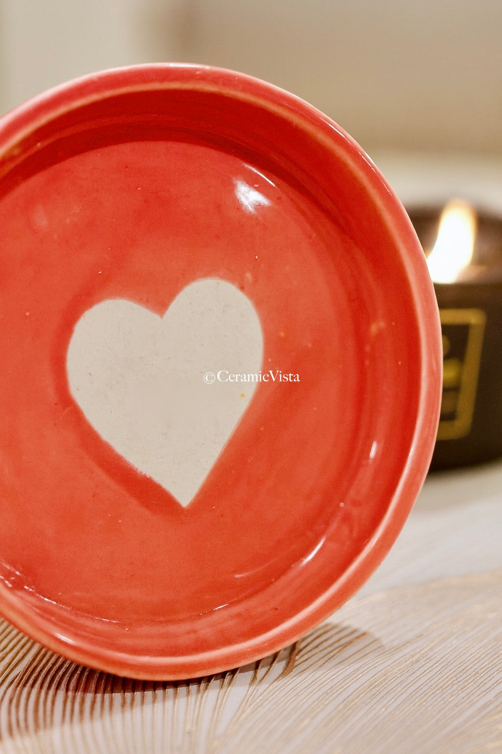 Handmade Pink Heart Ceramic Plate – Set of 2 | CeramicVista