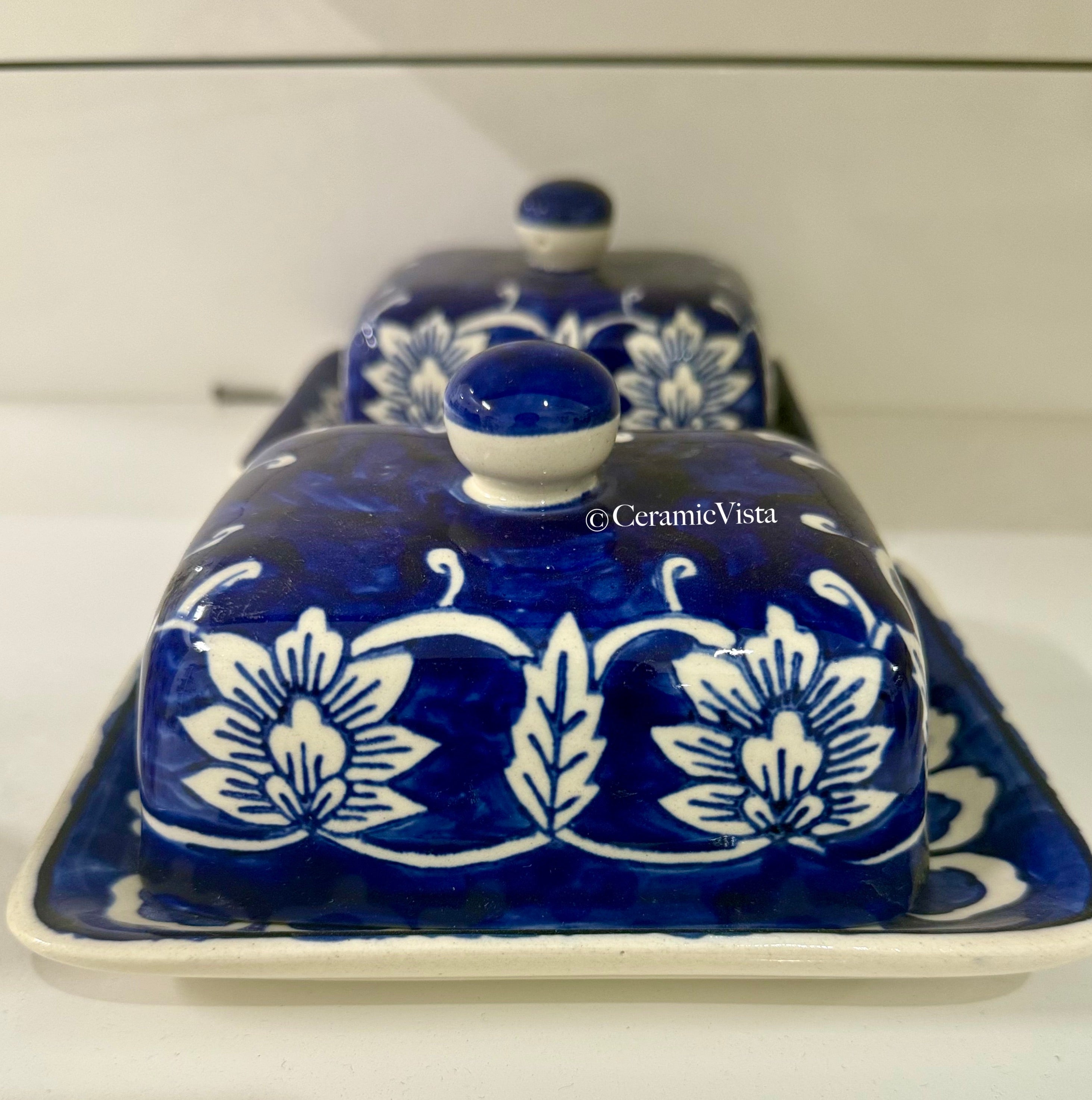 Royal Blue Handcrafted Ceramic Butter Dish