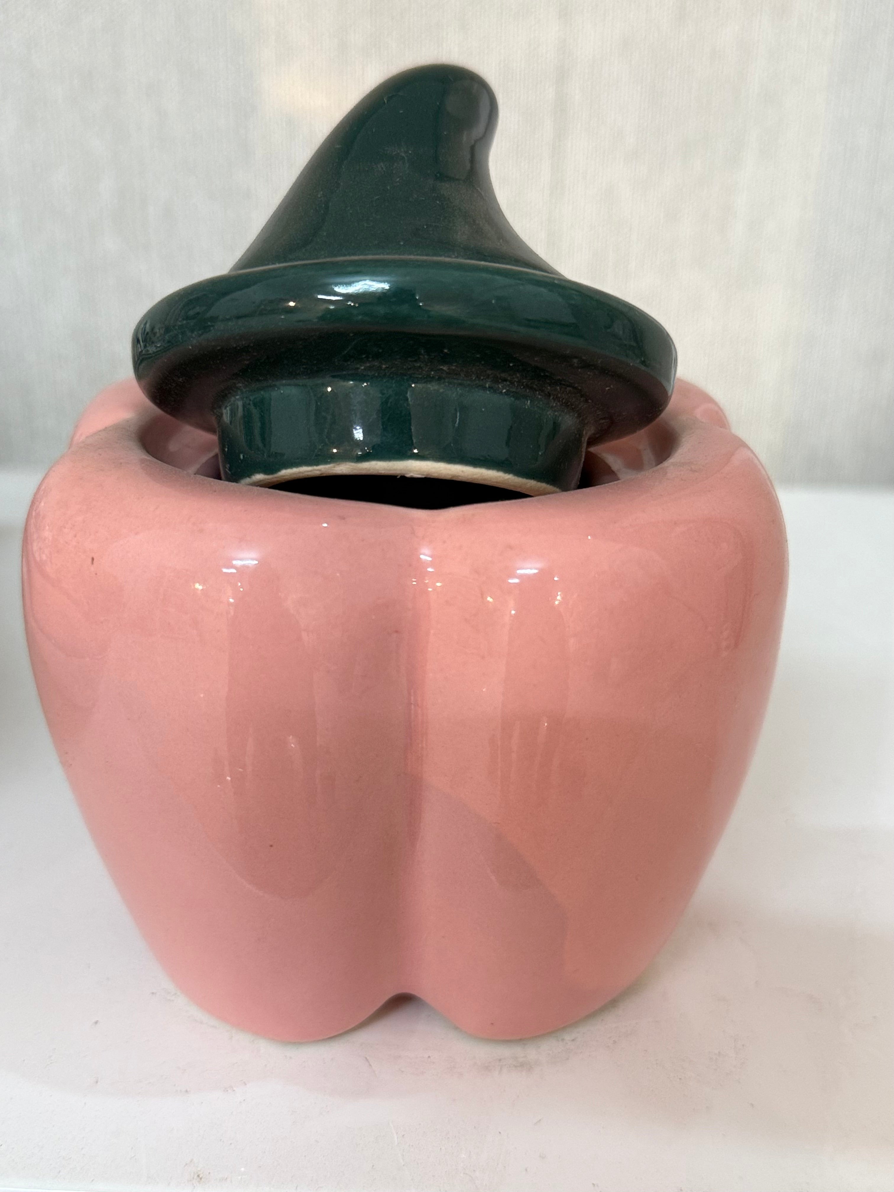 Hand-Painted Floral Ceramic Pickle / Condiment Jar/ Holder with Lid