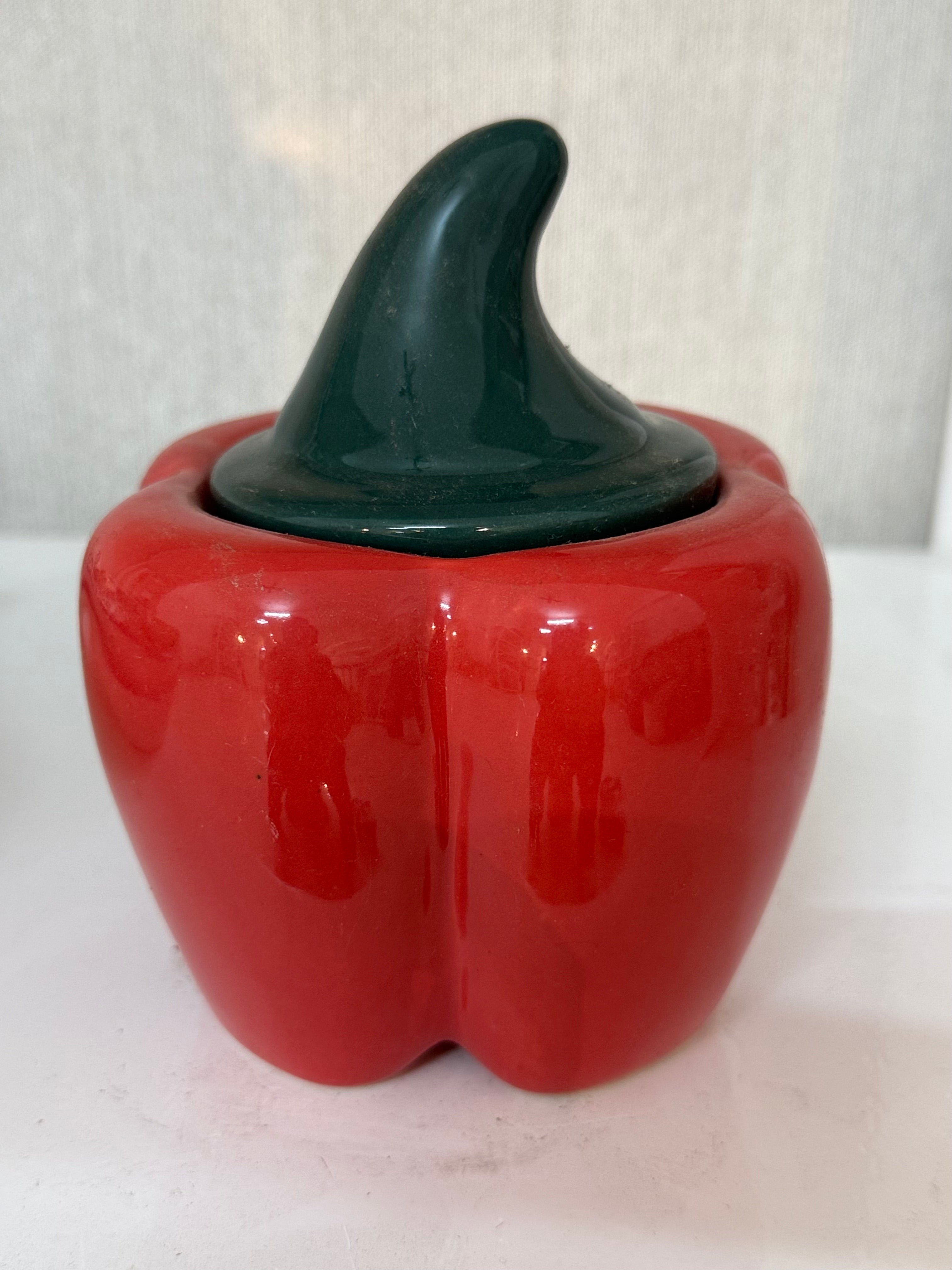 Hand-Painted Floral Ceramic Pickle / Condiment Jar/ Holder with Lid