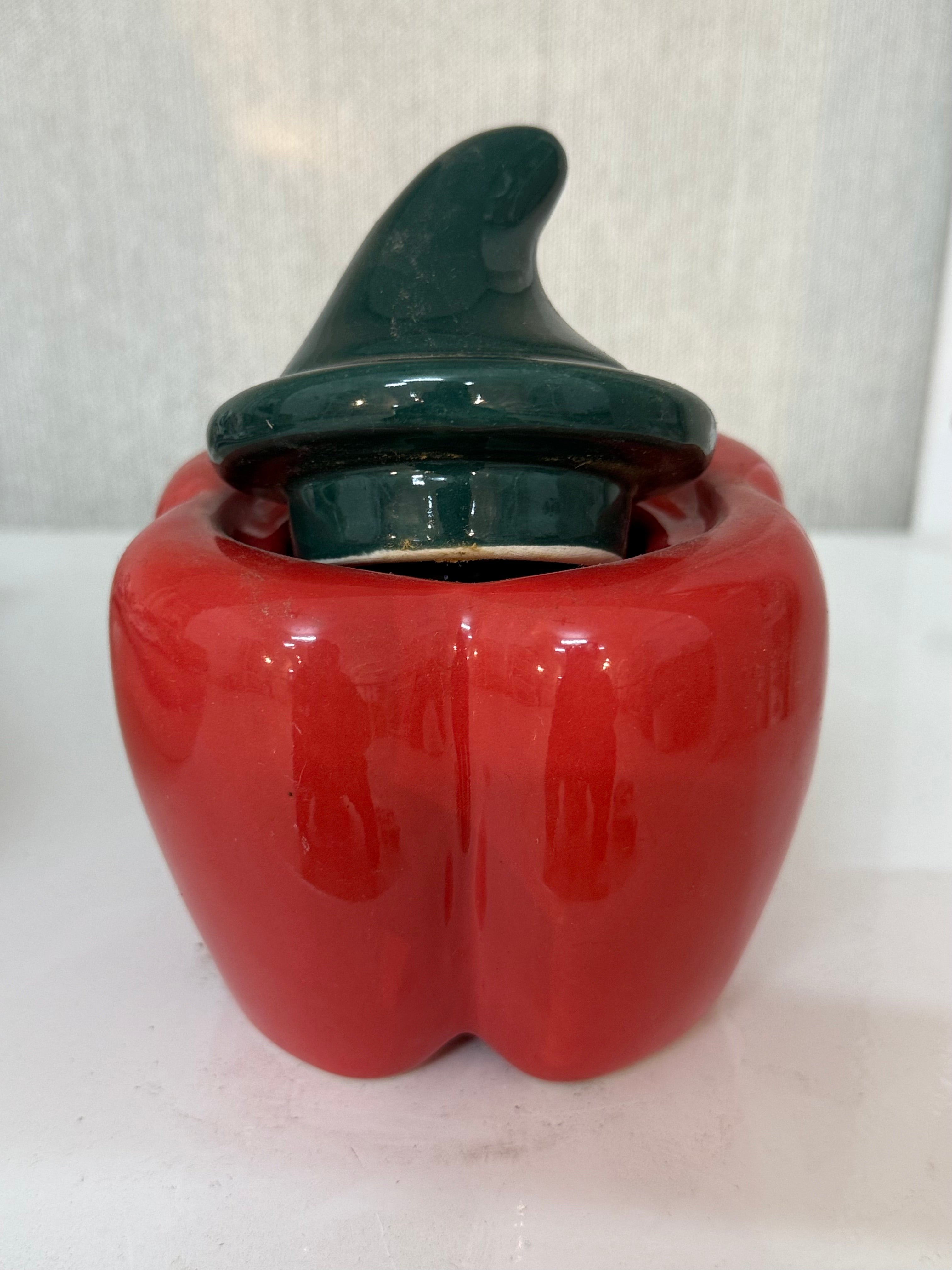 Hand-Painted Floral Ceramic Pickle / Condiment Jar/ Holder with Lid