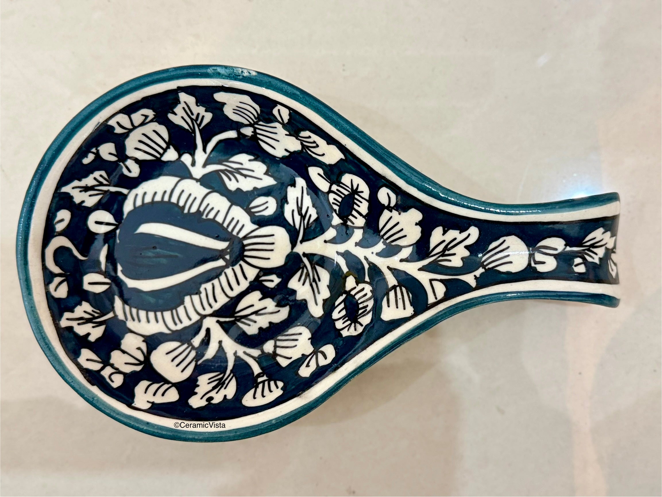 Hand-Painted Colorful Ceramic Spoon Rest / Snack Tray/ Holder | Red, Blue, Green, Dual Tone | CeramicVista