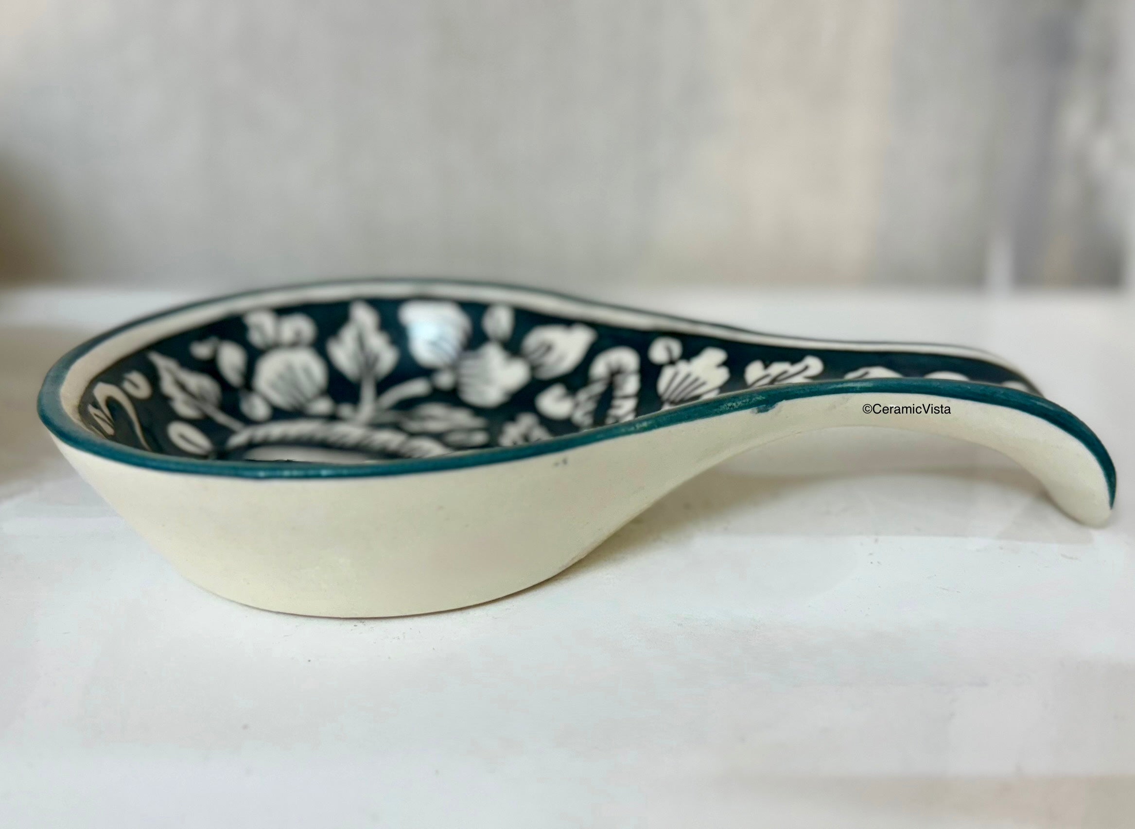 Hand-Painted Colorful Ceramic Spoon Rest / Snack Tray/ Holder | Red, Blue, Green, Dual Tone | CeramicVista