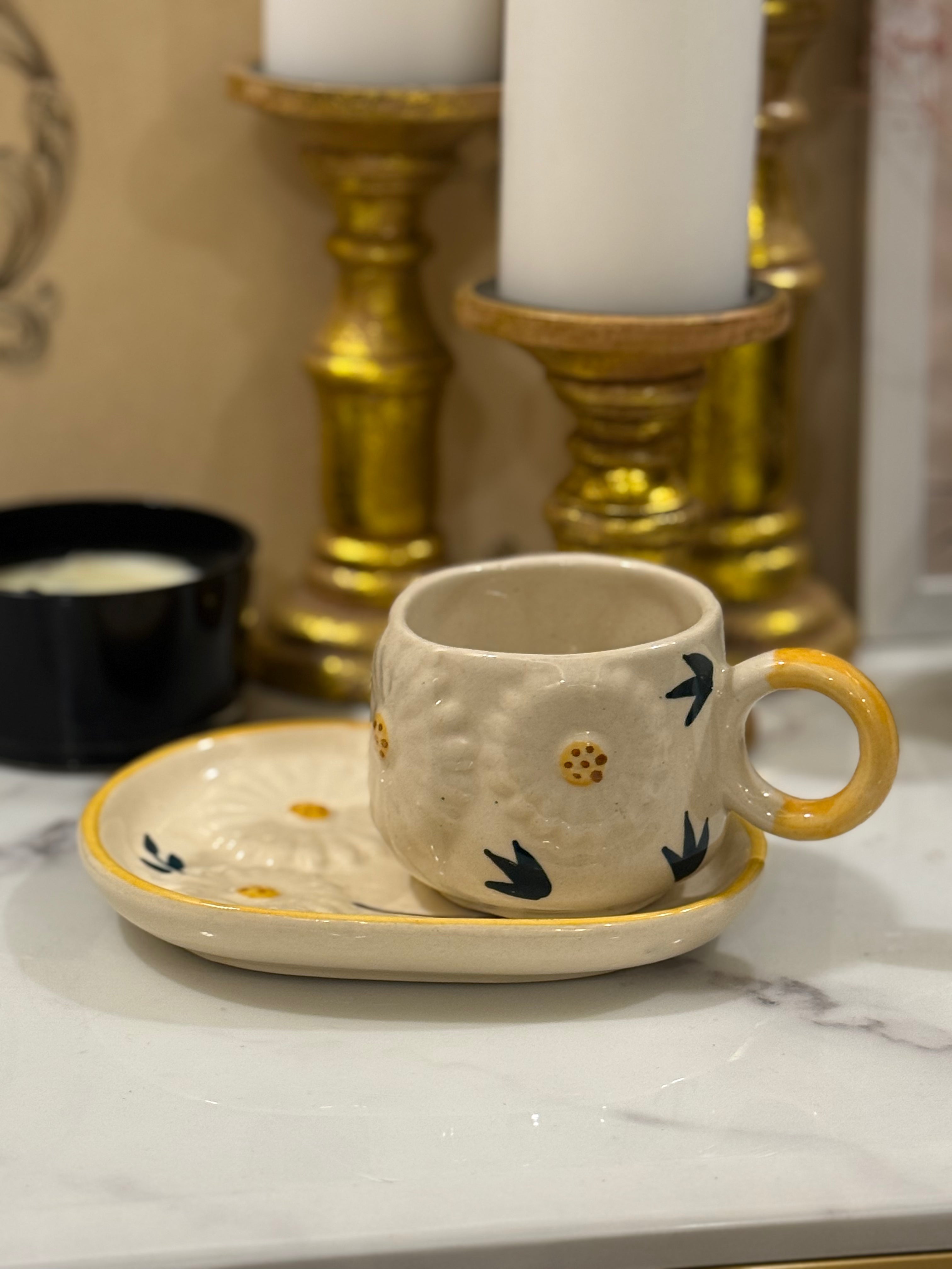 Hand-Painted Floral Cup & Saucer Set